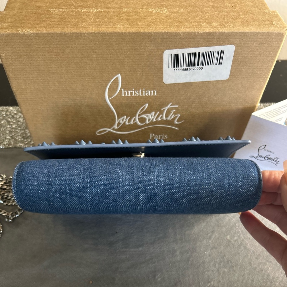 Christian Louboutin Paloma Loubinthesky Denim Wallet on Chain $1390 Retail - Picture 7 of 9